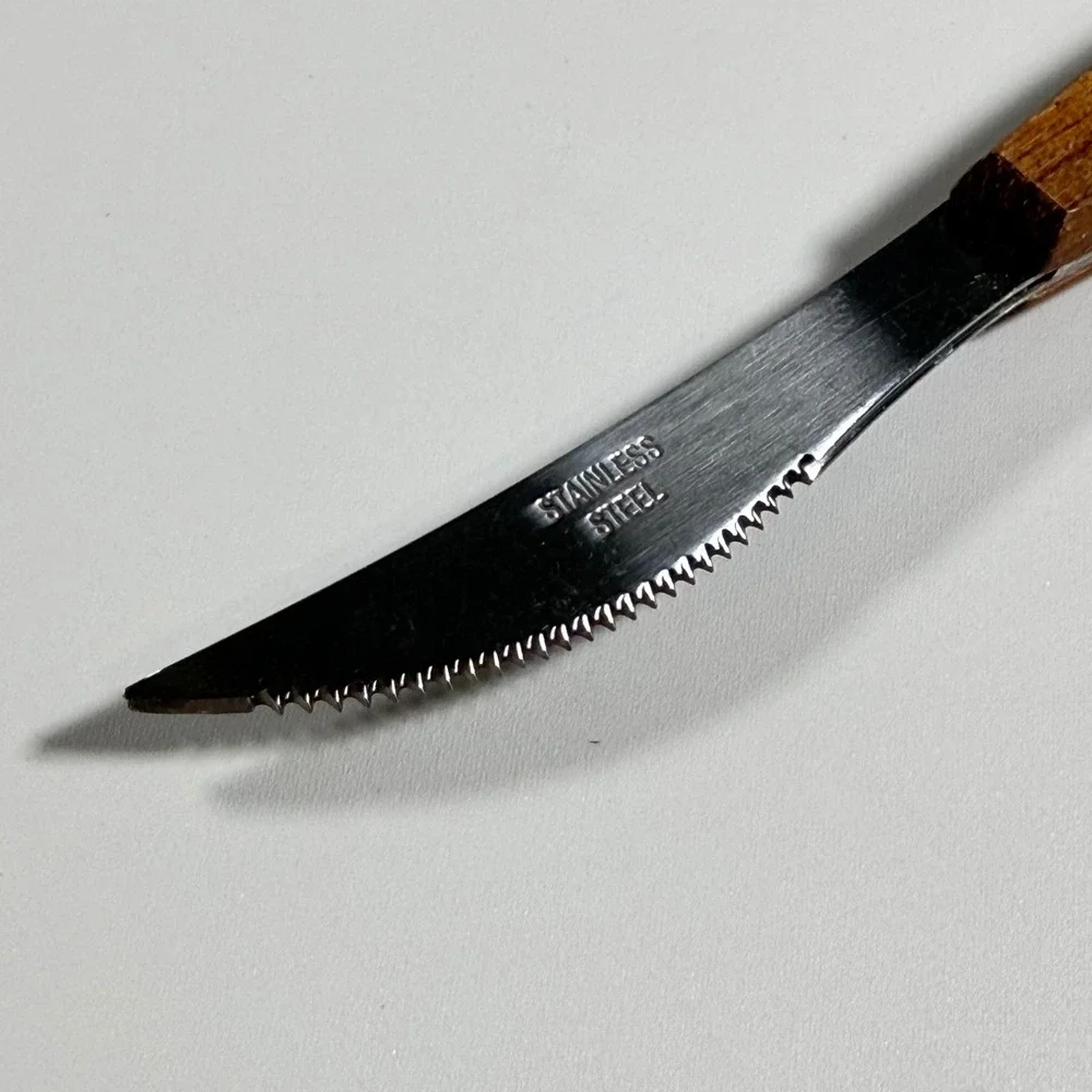 VTG Norpro Dual Sided Grapefruit Knife Kitchen Wood Handle Stainless Steel Brown